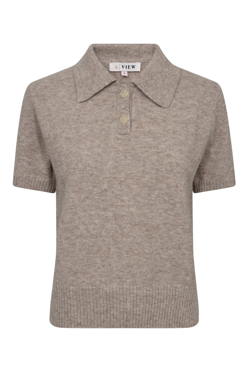 A-View Rena polo knit blouse AV6047 Knit 004 Sand