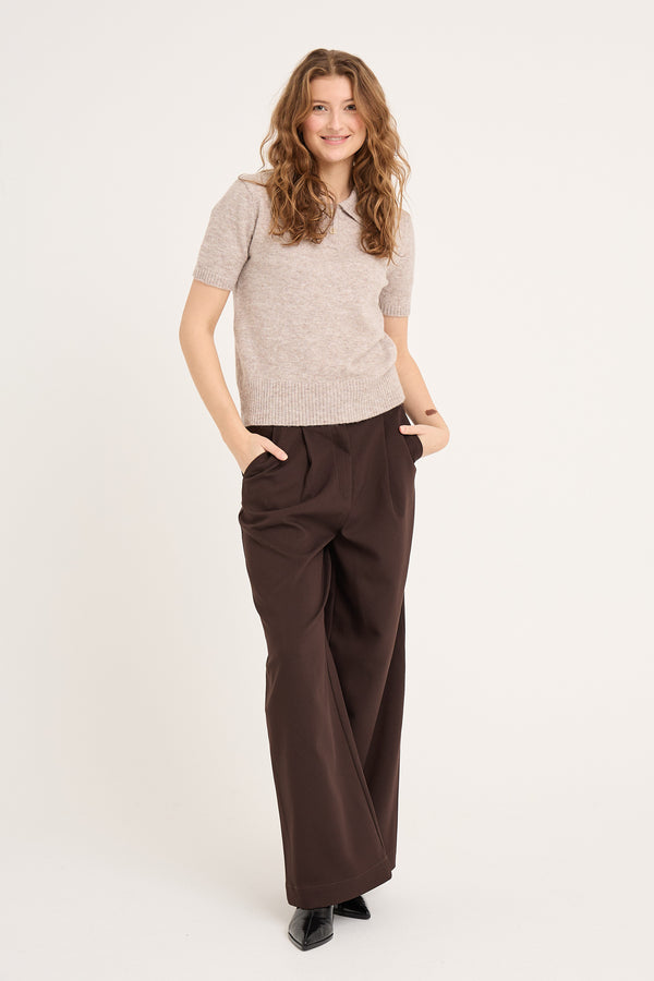 A-View Rena polo knit blouse AV6047 Knit 004 Sand