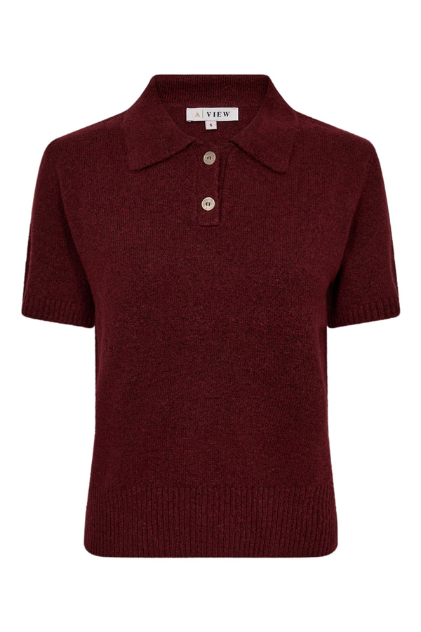 A-View Rena polo knit blouse AV6047 Knit 042 Bordeaux