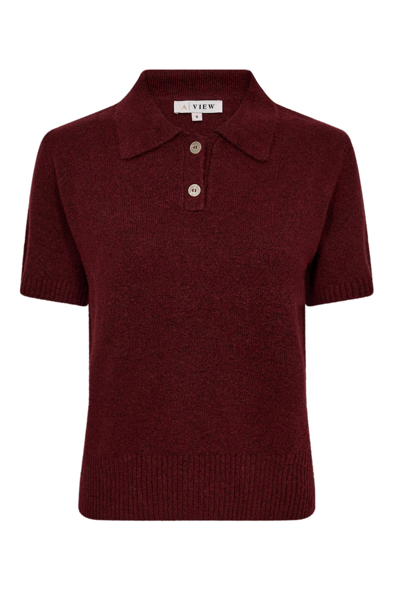 A-View Rena polo knit blouse AV6047 Knit 042 Bordeaux