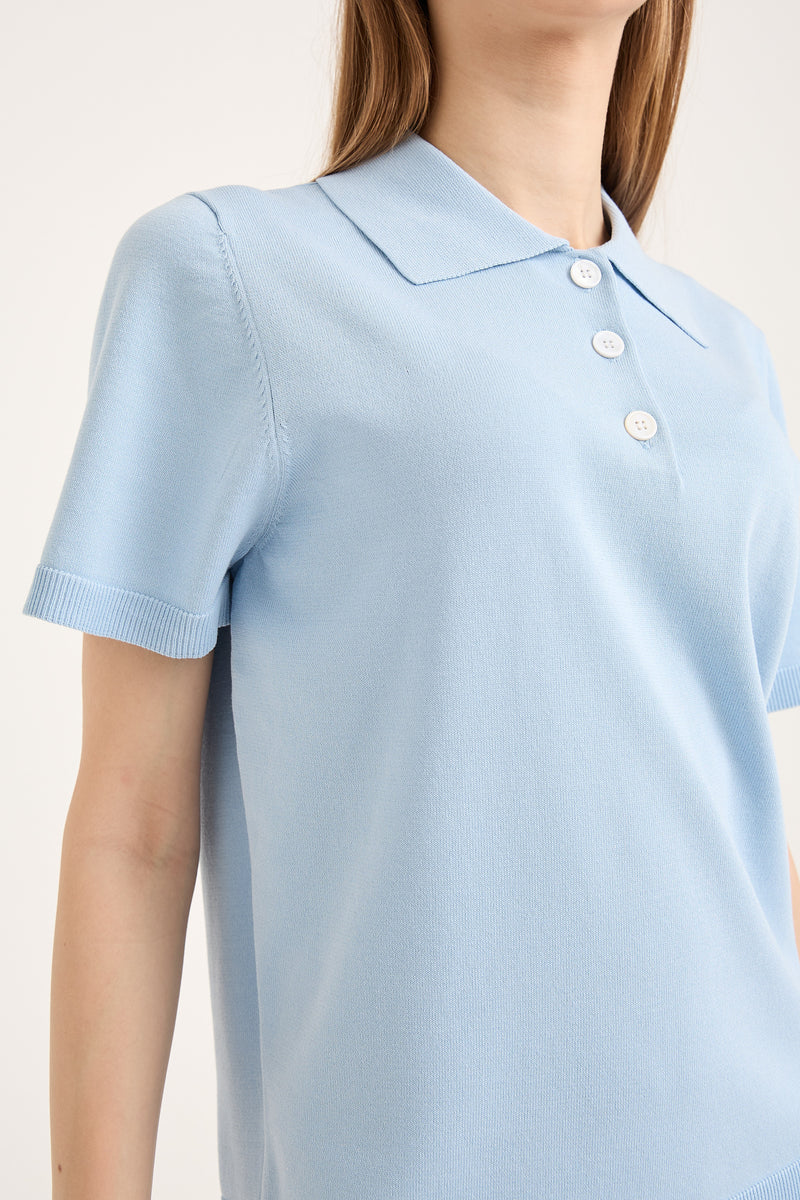 A-View Rena polo knit blouse AV6047 Knit 282 Light Blue