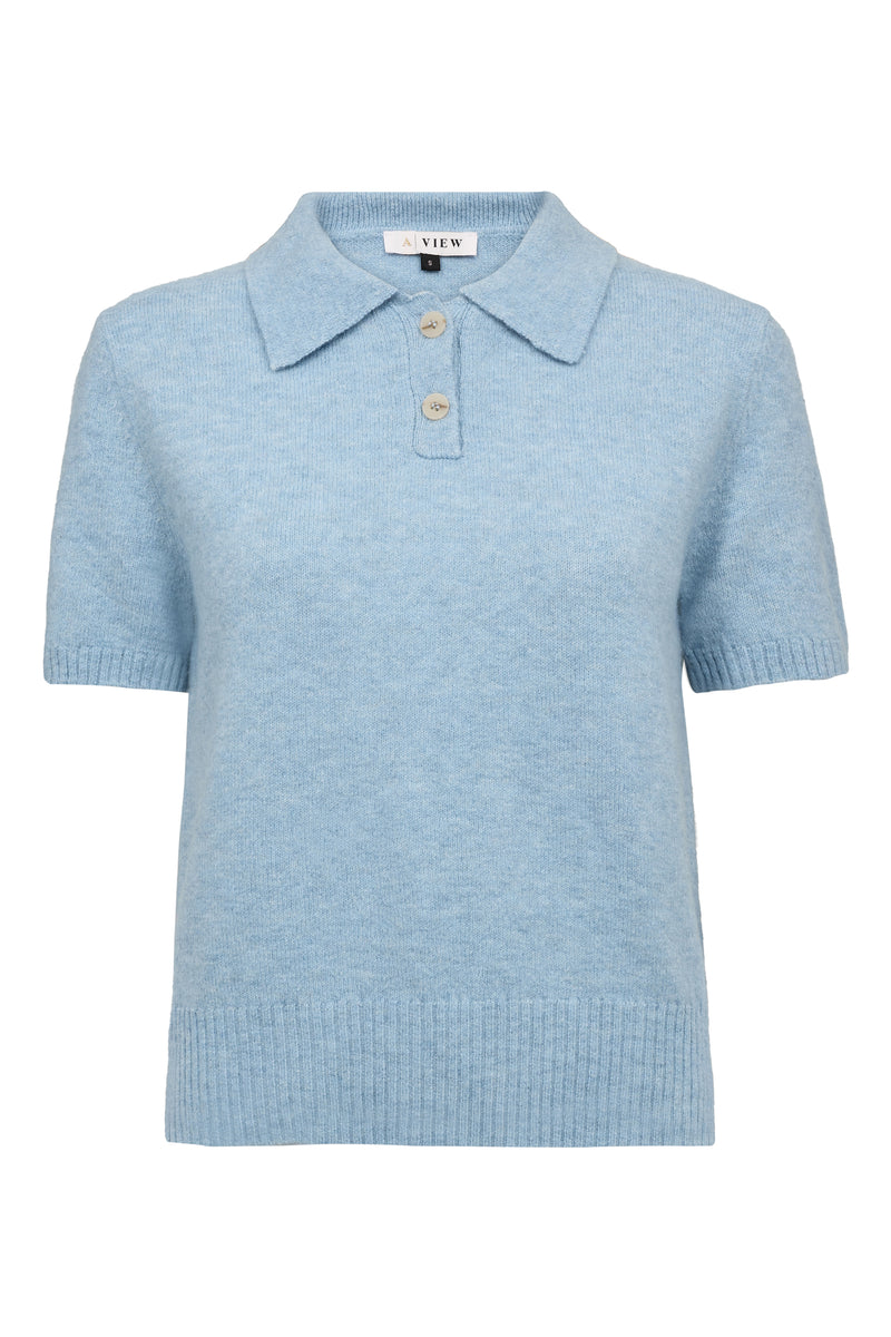 A-View Rena polo knit blouse AV6047 Knit 282 Light Blue