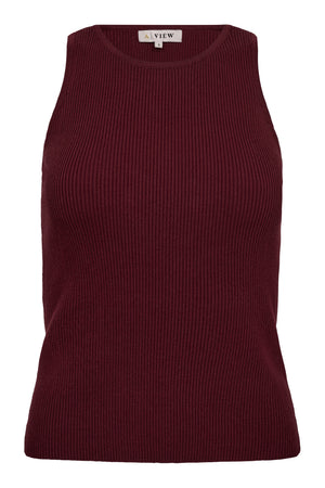 A-View Rib Knit Tank Top Top 250 Burgundy