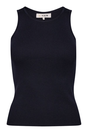 A-View Rib Knit Tank Top Top 699 Navy