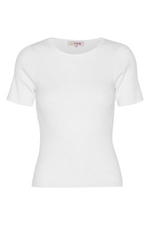 A-View Rib Knit Short Sleeve Top Knit 000 White