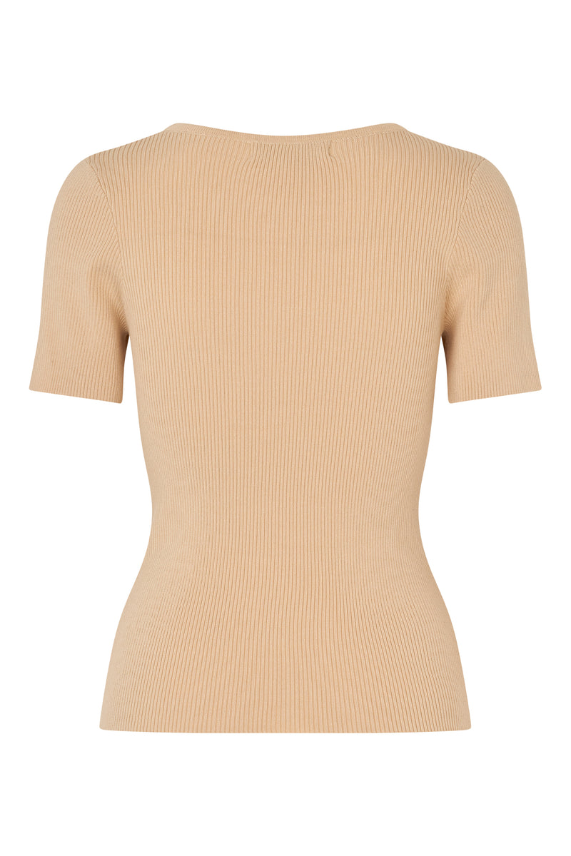 A-View Rib knit short sleeve top AV4460 Knit 004 Sand