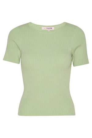 A-View Rib Knit Short Sleeve Top Knit 011 Mint