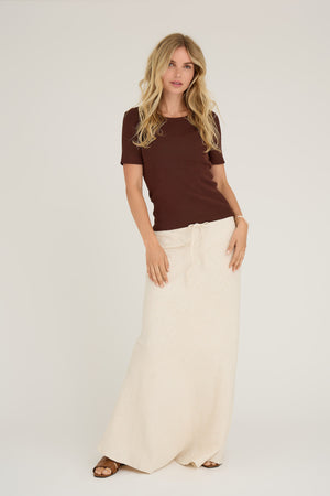 A-View Rib knit short sleeve top AV4460 Knit 117 Brown