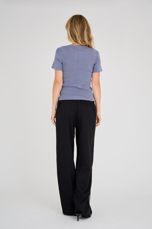 A-View Rib knit short sleeve top AV4460 Knit 197 Dusty blue