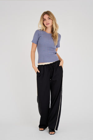 A-View Rib knit short sleeve top AV4460 Knit 197 Dusty Blue
