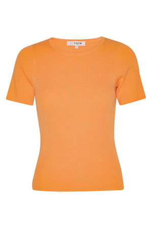 A-View Rib knit short sleeve top AV4460 Knit 250 Orange