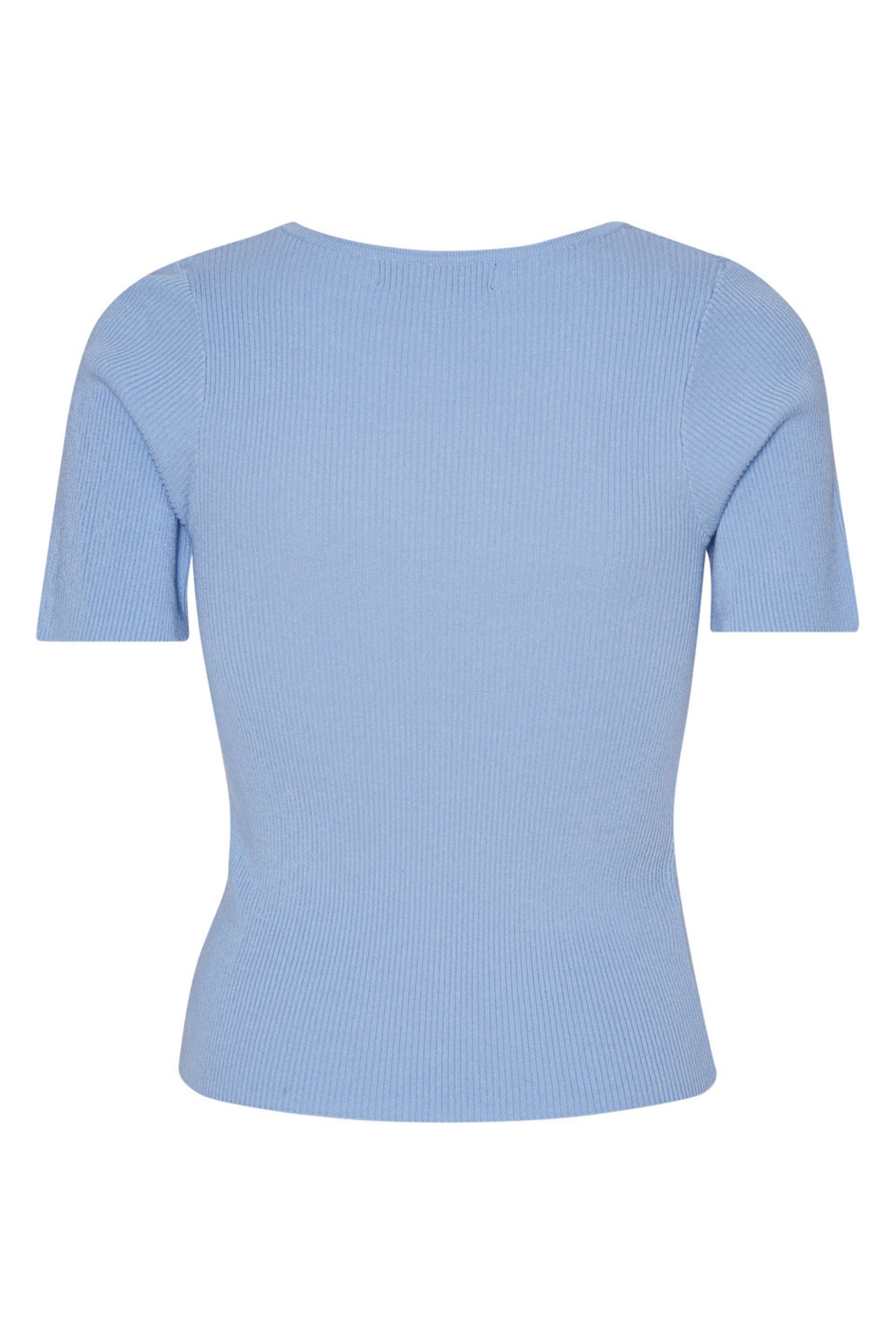 Rib knit short sleeve top AV4460 - Light Blue – A-VIEW