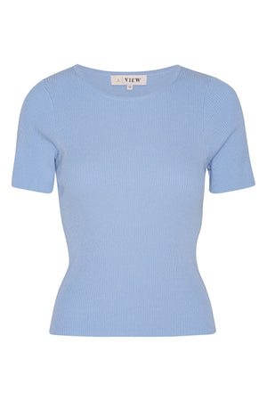 A-View Rib knit short sleeve top AV4460 Knit 282 Light Blue