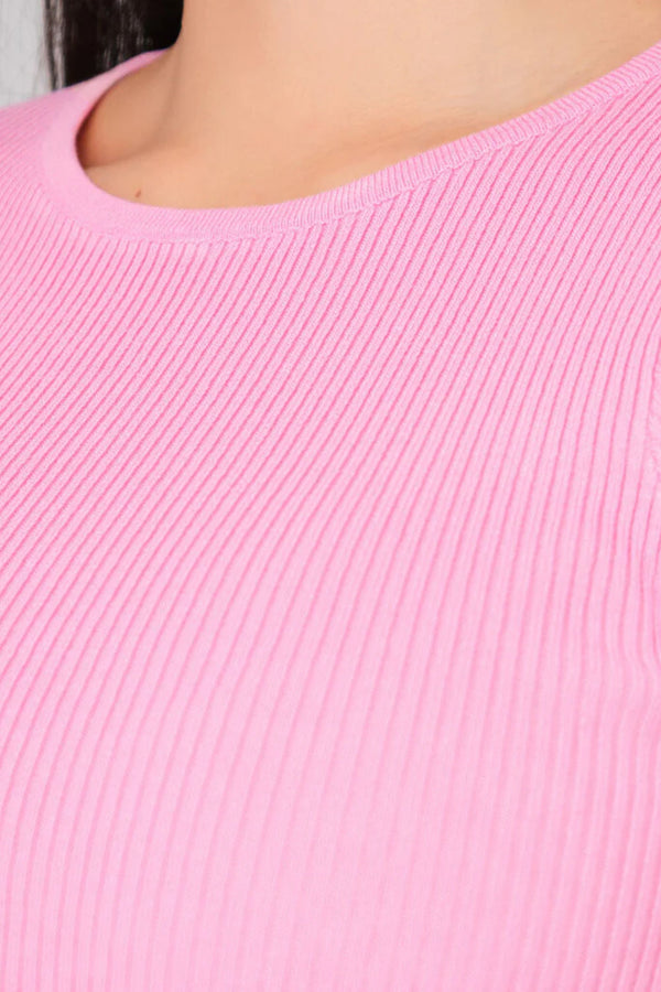 A-View Rib knit short sleeve top AV4460 Knit 350 Pink