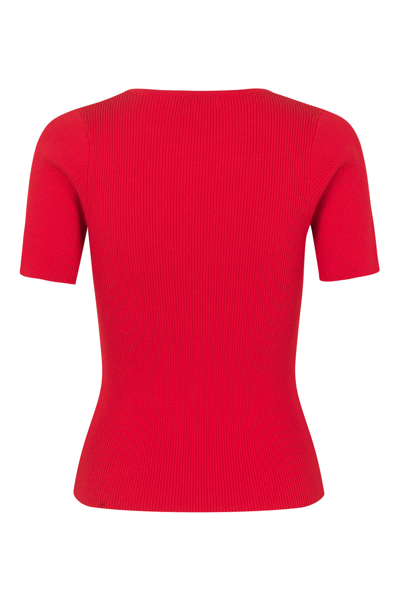 A-View Rib knit short sleeve top AV4460 Knit 450 Red