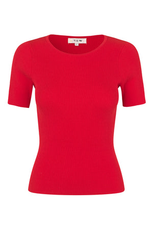A-View Rib knit short sleeve top AV4460 Knit 450 Red