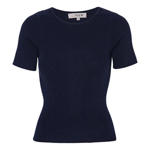 A-View Rib knit short sleeve top AV4460 Knit 699 Navy