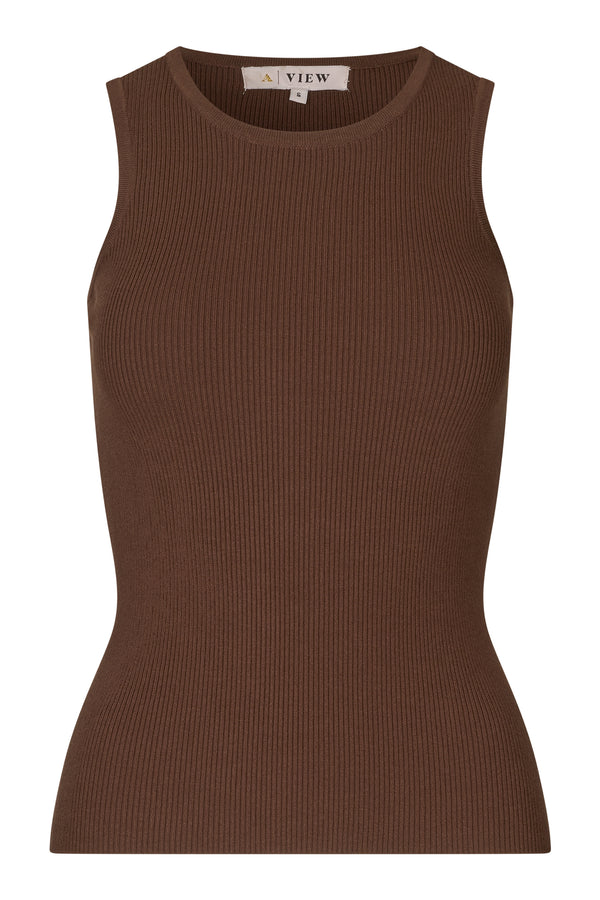 A-View Rib knit tank top AV4459 Knit 117 Brown