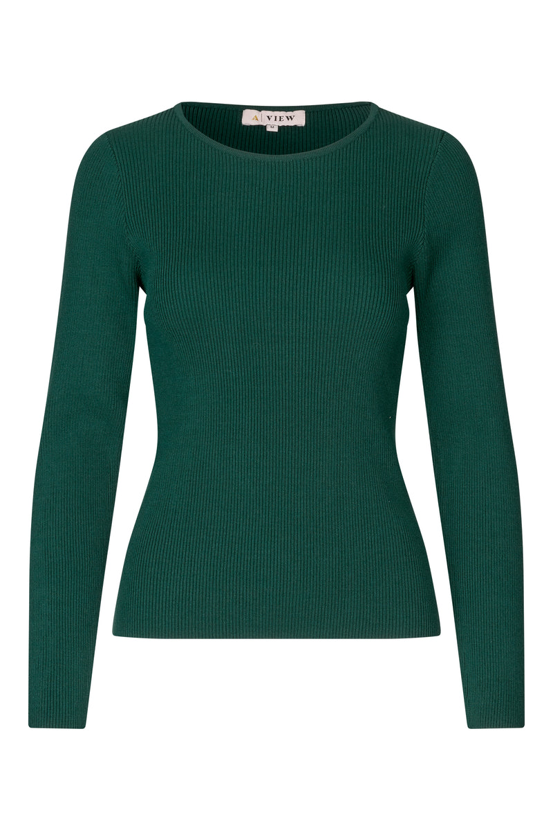 A-View Rib ls knit long blouse AV4931 Knit 858 dark green