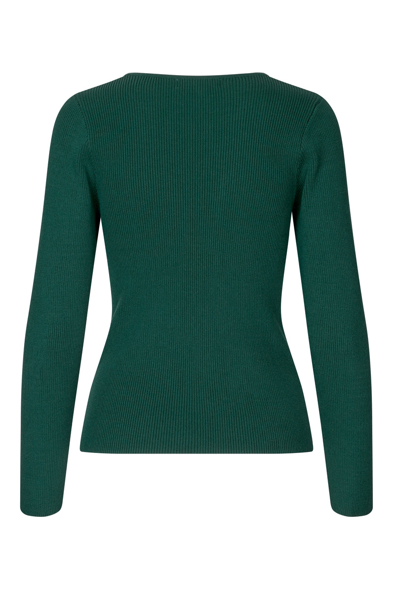 A-View Rib ls knit long blouse AV4931 Knit 858 dark green