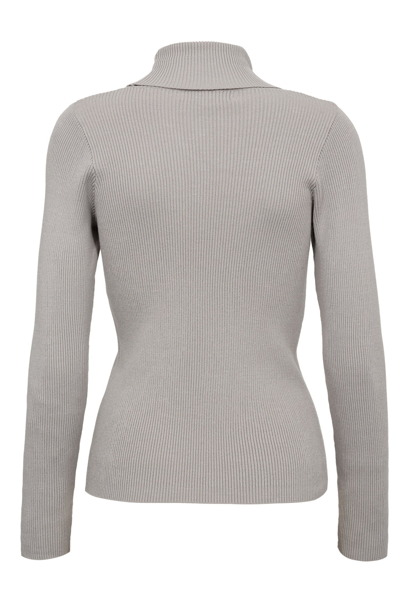 A-View Rib rollneck blouse AV4613 Knit 004 Light grey