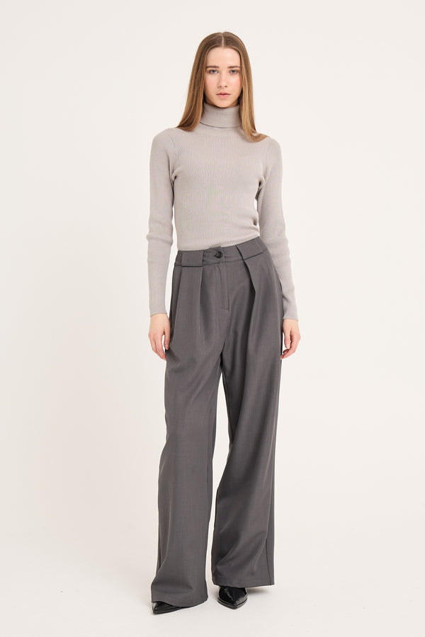 A-View Rib rollneck blouse AV4613 Knit 004 Light grey