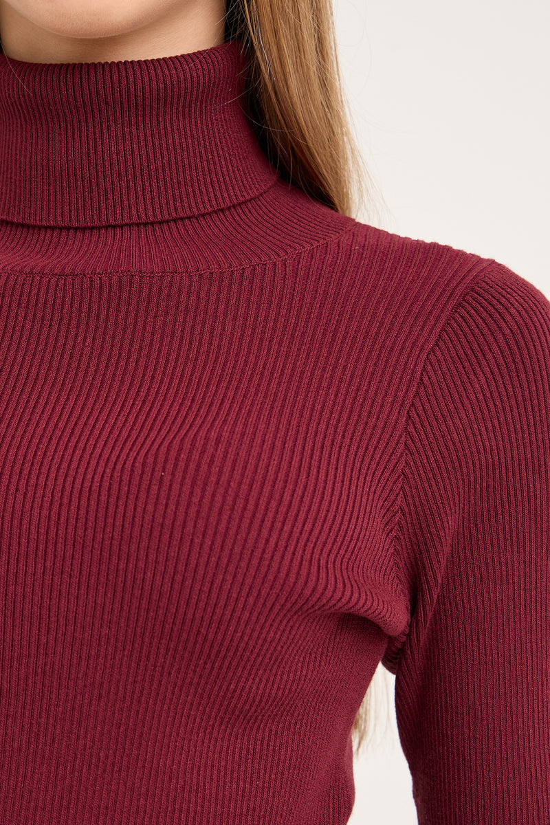 A-View Rib rollneck blouse AV4613 Knit 250 Burgundy