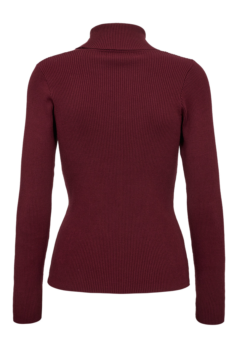 A-View Rib rollneck blouse AV4613 Knit 250 Burgundy