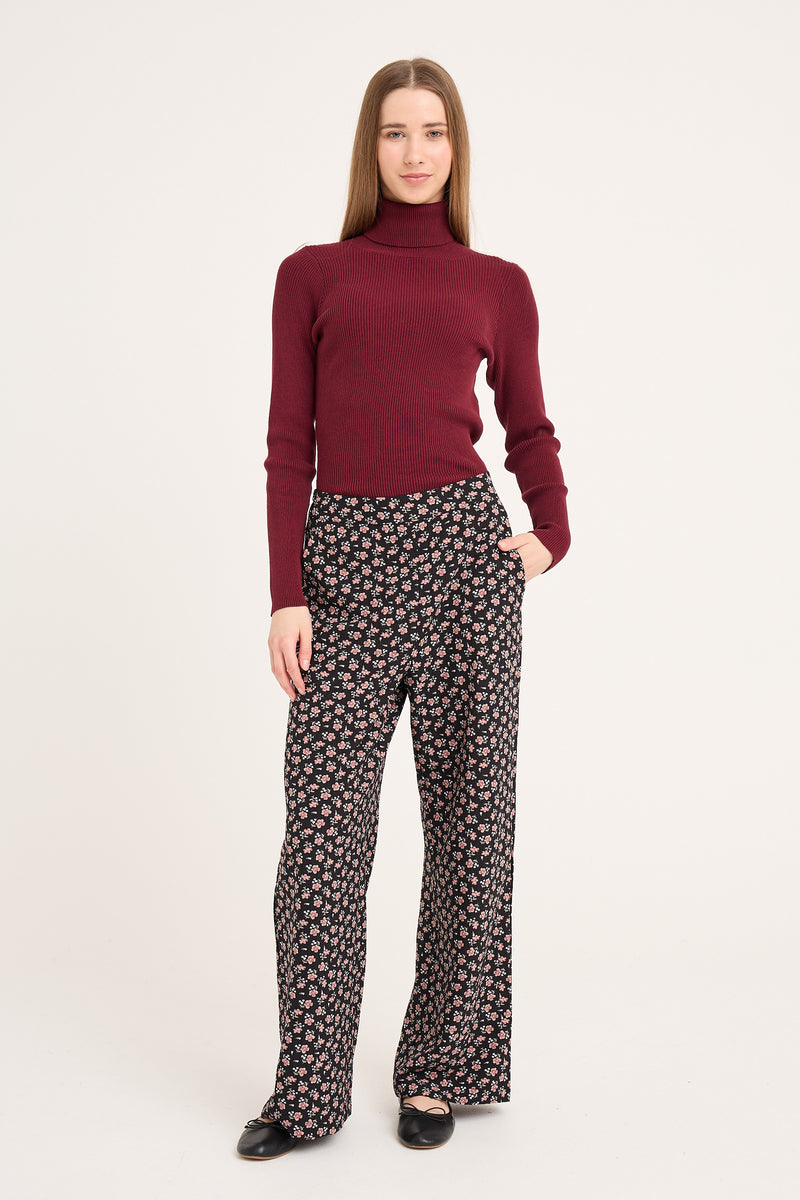 A-View Rib rollneck blouse AV4613 Knit 250 Burgundy