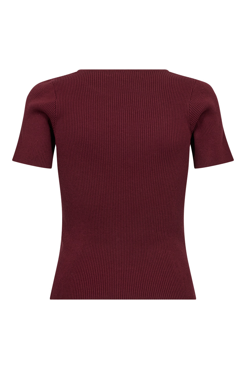 A-View Rib stripe short sleeve top AV4644 Knit 265 Burgundy/navy