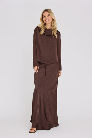 A-View Sinda drape blouse AV8253 Blouse 194 Dark Brown