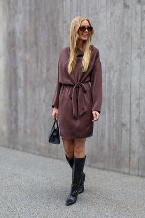 A-View Sinda drape dress AV8252 Dresses 194 Dark Brown