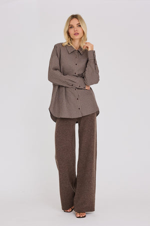 A-View Sonja check shirt AV8280 Shirts 194 Dark Brown
