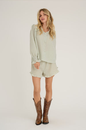 A-View Sonja frill blouse AV4864 Blouse 068 White/green