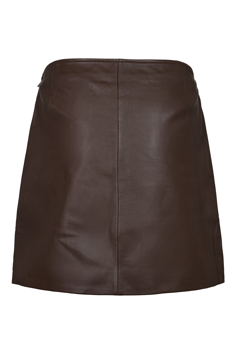 A-View Stephanie leather skirt AV4136 Skirt 194 Dark brown