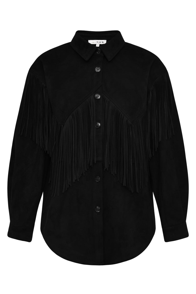 A-View Suede Fringe Shirt AV5076 Shirts 999 Black