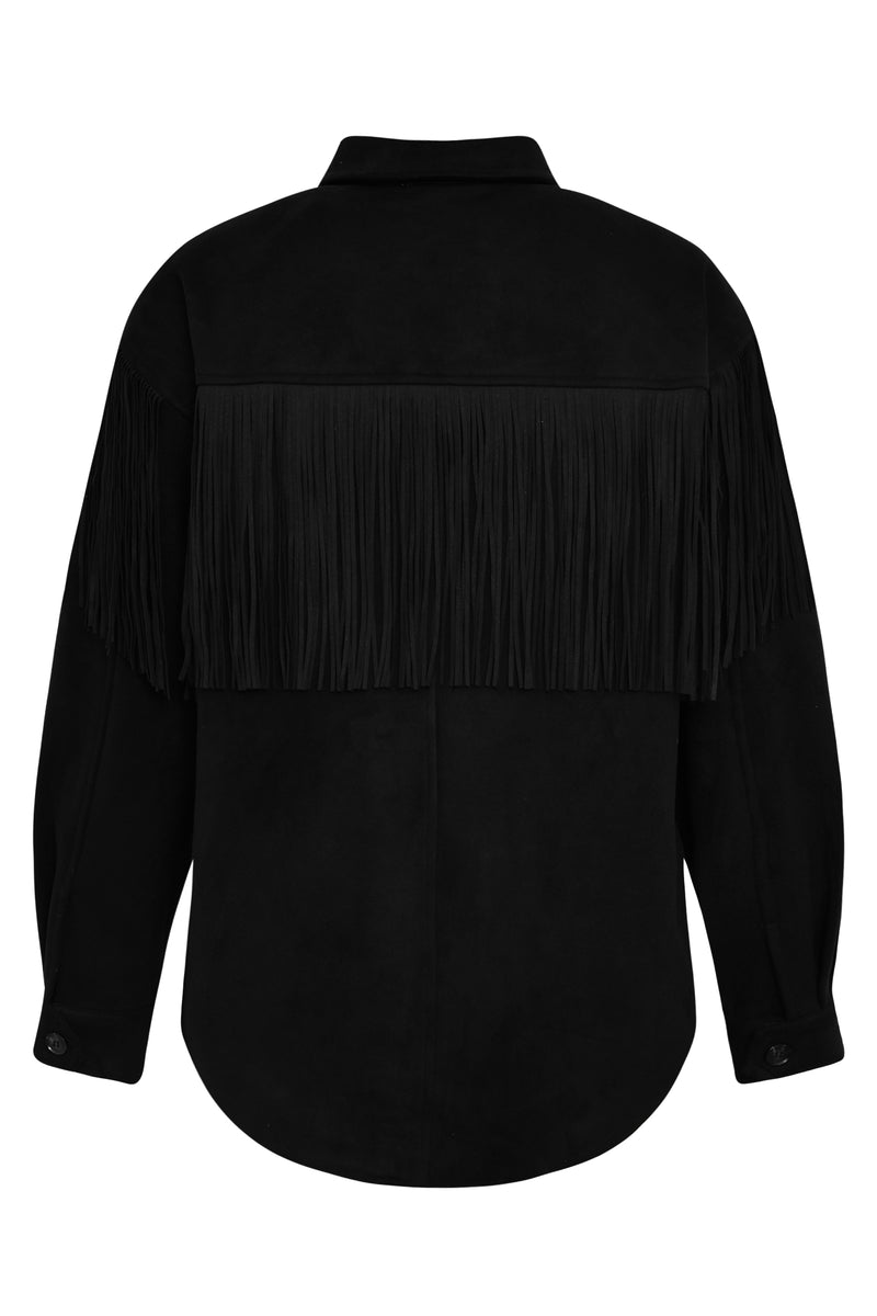 A-View Suede Fringe Shirt AV5076 Shirts 999 Black
