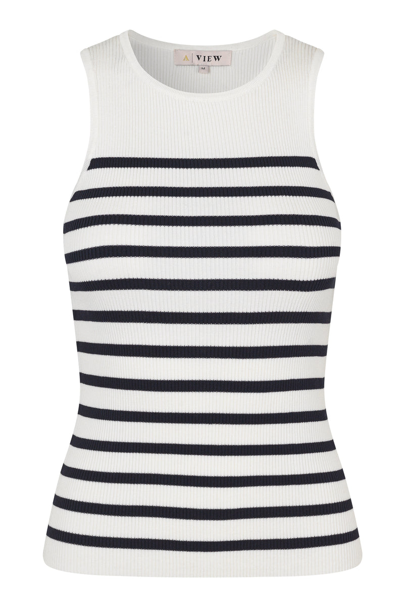 A-View 'rib stripe tank top AV4643 Knit 789 White/navy