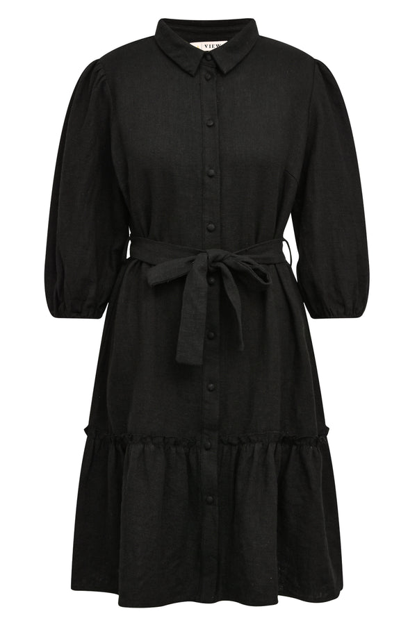 A-View Linen dress AV4124 Dresses 999 Black