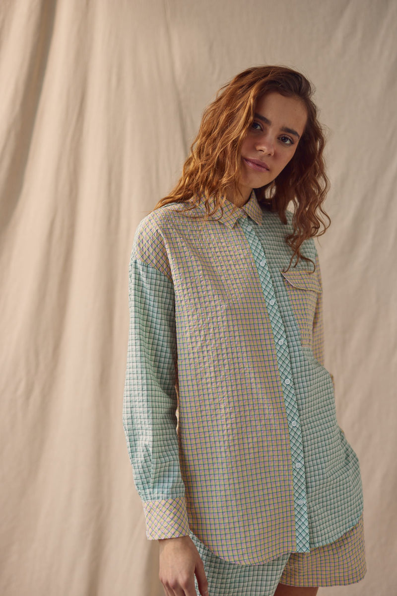 A-View Mila check shirt AV3365 Shirts 130 Green/rose