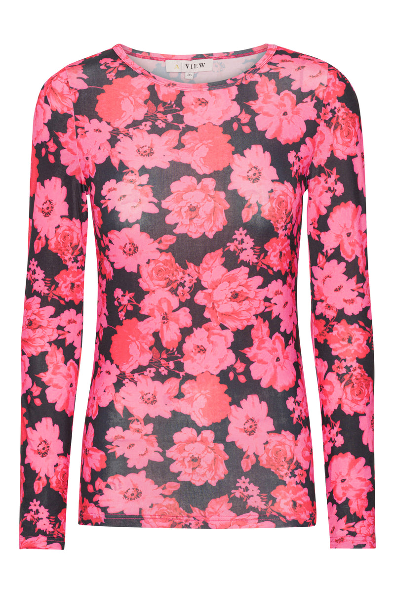 A-View Molly blouse AV3787 Blouse Black/pink flowers