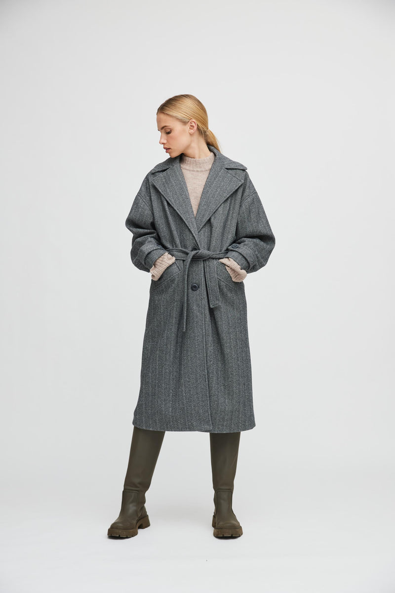 A-View Prisca coat AV1764 Outerwear 085 Grey/Black herringbone