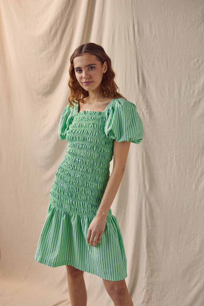 A-View Rikka Stripe midi dress AV3394 Dresses 857 Green