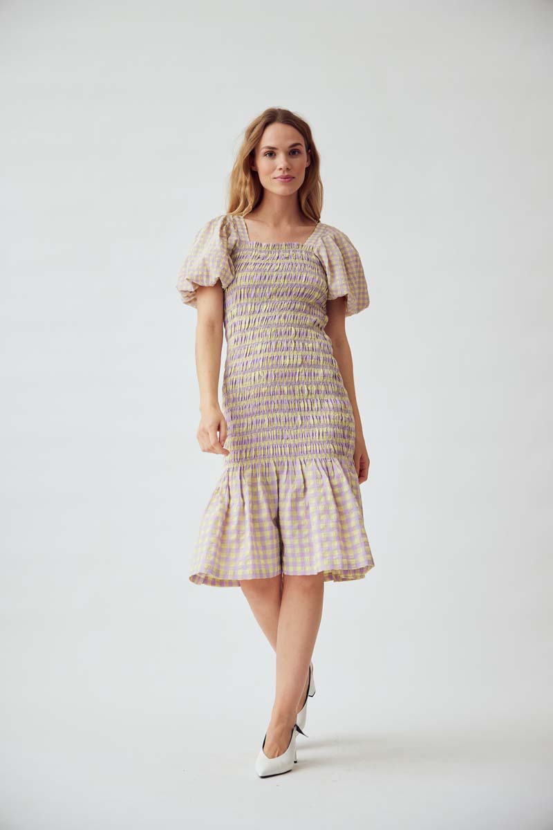 A-View Rikka check midi dress AV3116 Dresses 300 Purple