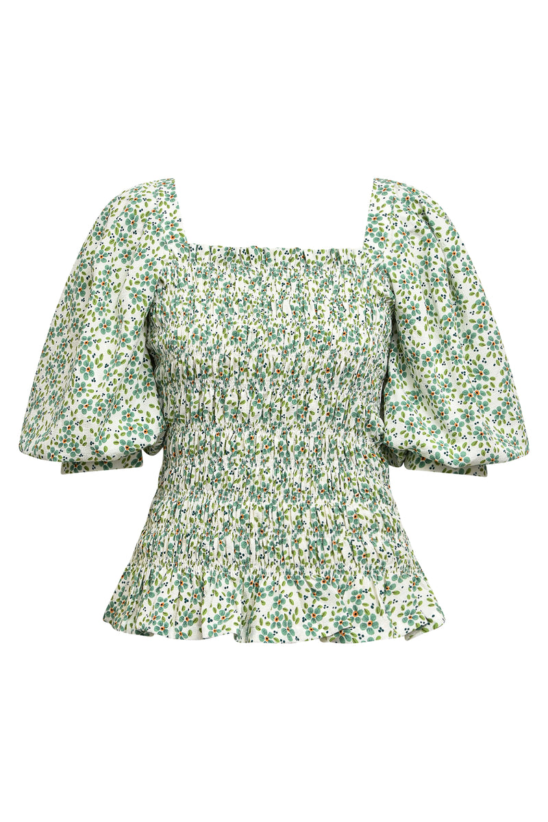 A-View Rikka top AV3843 Top White with green flowers