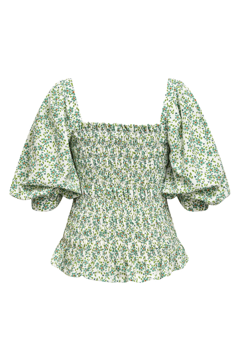 A-View Rikka top AV3843 Top White with green flowers