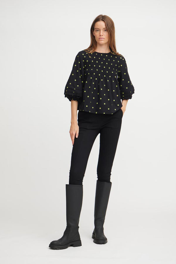 A-View Sisse blouse AV1817 Blouse 169 Black with green dots