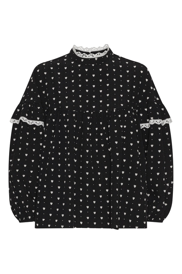 A-View Viola blouse AV3760 Blouse black with white hearts